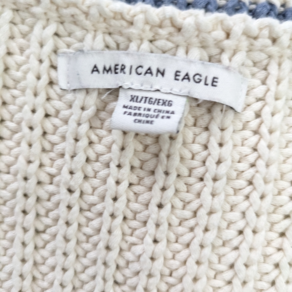 American Eagle Cable Knit Cardigan Sweater V Neck Preppy Tenniscore Academia - Picture 2 of 6